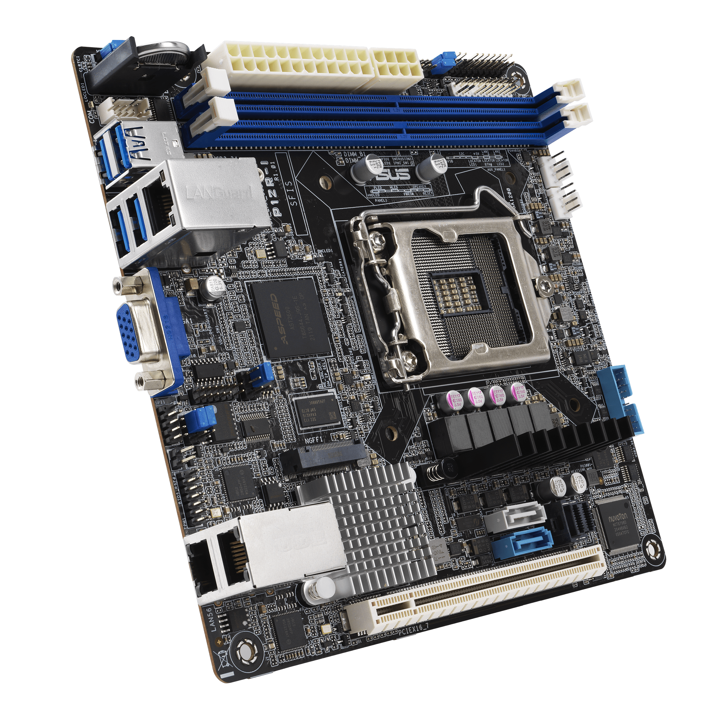 Asus P12R-I server motherboard, Intel C252, 1200 for Xeon E-2300, mini ITX, 2 DDR4, dual GB LAN, 1*M.2, 6*SATA3, onboard ASMB10-iKVM