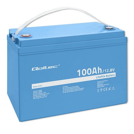 Qoltec LiFePO4 lithium iron phosphate battery 12.8V, 100Ah, 1280Wh, BMS