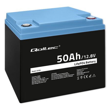 Qoltec LiFePO4 lithium iron phosphate battery 12.8V, 50Ah, 640Wh, BMS