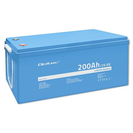 Qoltec LiFePO4 lithium iron phosphate battery 25.6V, 200Ah, In BMS