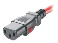 Locking power cord, IEC C14 to IEC C13, 1.8m, red