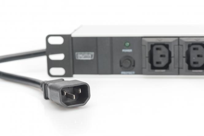 Digitus aluminum outlet strip, 10 outlets, 2m supply IEC C14 plug