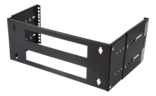 Deltaco 19&quot; wall mount with adjustable depth, 4U, 25kg load, steel, mounting kit, black