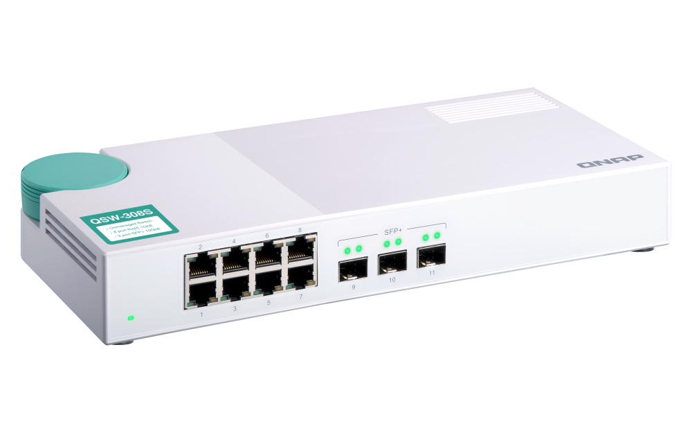 QNAP 10GbE unmanaged switch, with 3-port 10G SFP+ &amp; 8-port Gigabit