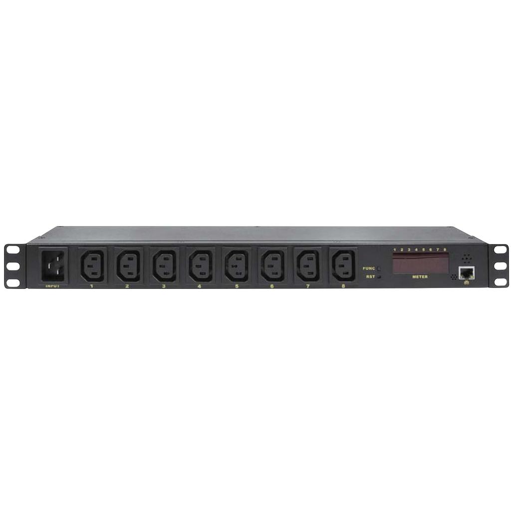 LogiLink 19&quot; 1U IP power strip 8-way with switching / measurement / warning function, temperature &amp; humidity sensor, black