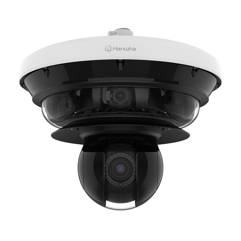 Hanwha 4K 4CH PTRZ + 2MP 40x PTZ AI multi-directional camera