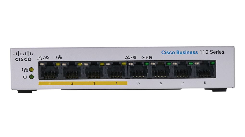 CBS110 unmanaged 8-port GE, partial PoE, desktop, ext PS