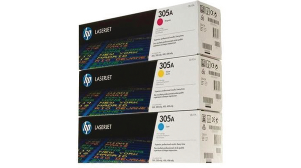 HP 305A 3-pack cyan/magenta/yellow original LaserJet toner cartridges