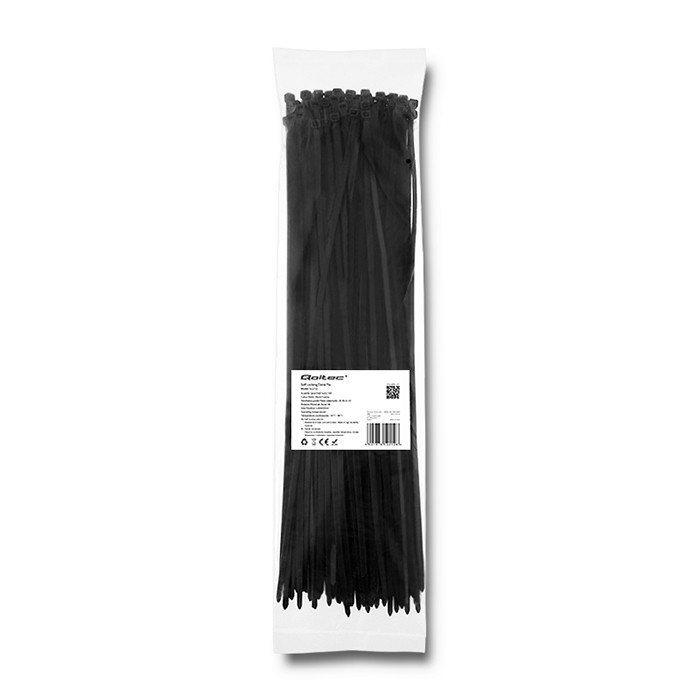 Qoltec self-locking cable tie | 4.8*400mm | nylon UV | black