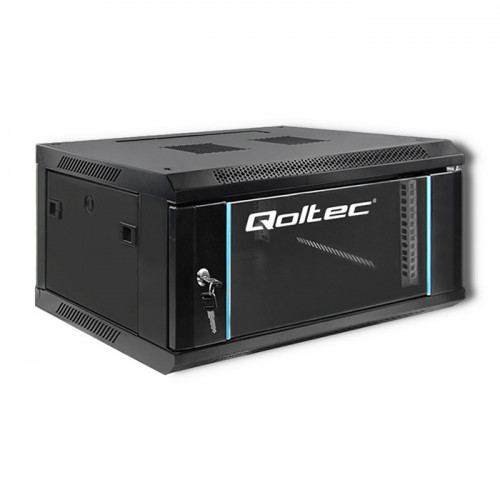 Qoltec rack cabinet 19&quot; | 4U | 600 x 280 x 450 | black | hanging