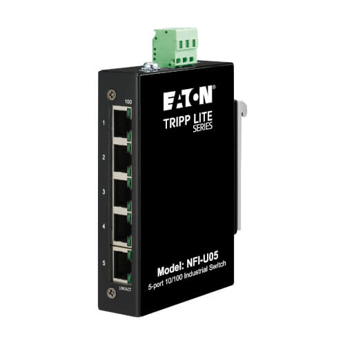 Eaton 5-port unmanaged industrial Ethernet switch - 10/100 Mbps, ruggedized, -40° to 75°C, EIP QoS, DIN/wall mount
