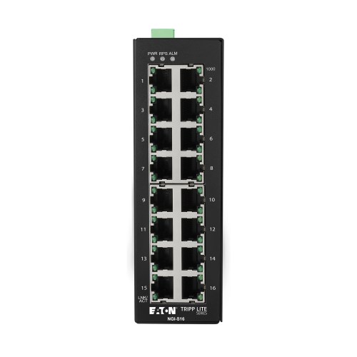 Eaton 16-port lite managed industrial Gigabit Ethernet switch - 10/100/1000 Mbps, -10° to 60°C, DIN mount