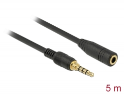 Delock stereo jack extension cable 3.5 mm 4 pin male to female 5m black