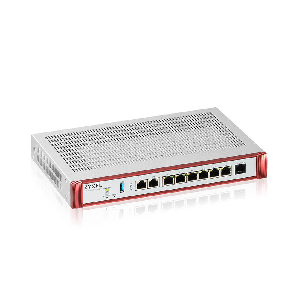 ZyXEL USG Flex200H, user-definable ports with 2*2.5G &amp; 6*1G, USB, with 1 year entry defense pack