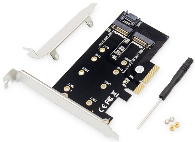 Digitus PCIe - M.2 NGFF/NVMe interface card, 2-port - M.2 (2230, 2242, 2260 &amp; 2280)