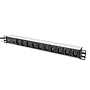 Digitus aluminum outlet strip, 10 outlets, 2m supply IEC C14 plug